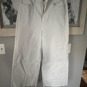 Banana Republic white high rise, wide leg crop jeans